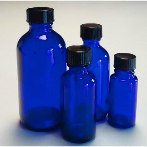 12pcs /LOT NEW Boston Round Cobalt Blue Glass empty Bottle Polycone with Cap Tincture Various specifications