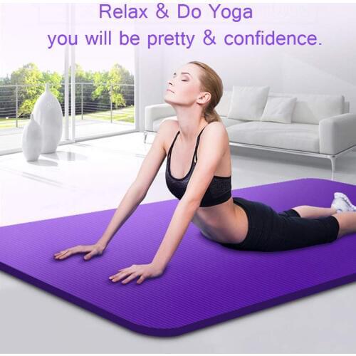 15mm Thick Non-Slip NBR Yoga Mat Fitness Stretching Camping Gymnastics Exercises Mat Bag Strap Sweat Smelless Easy to Carry Mats