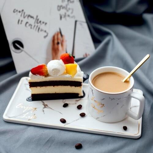 250ML Ceramic Coffee Cup Small Delicate Nordic Style Simple Household Cup Set Light Luxury British Afternoon Tea Snack Plate WF