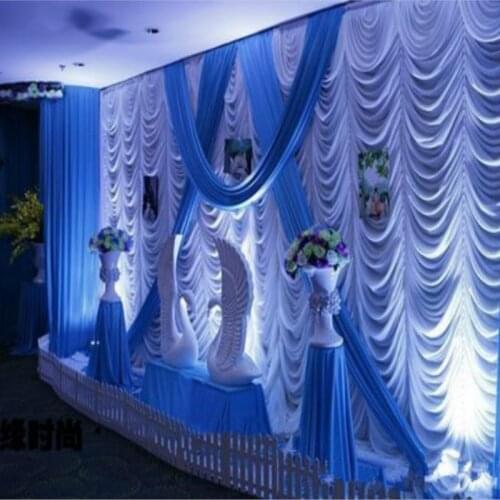 3M*6M flow water wedding stage decoration Wedding Backdrop with Beatiful Swag blue Wedding drape and curtain wedding supply