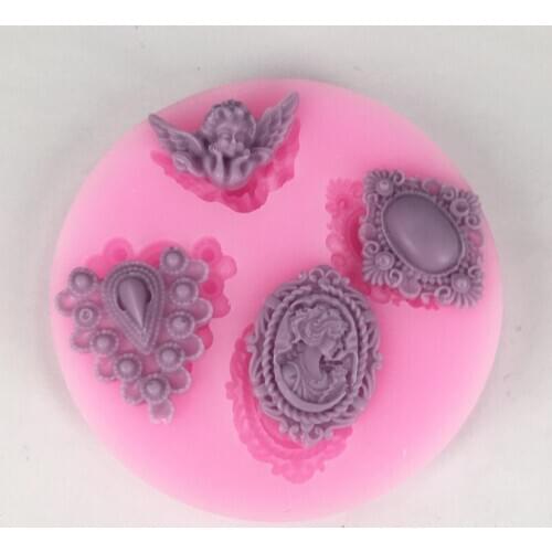 4 Holes Angle Baby and Beautiful Diamonds Aromatherapy Gypsum Silicone Mold Clay Molds DIY Fondant Sugar Molds