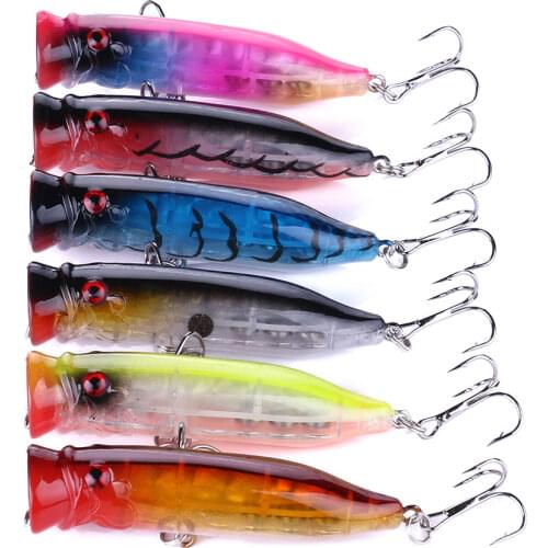 6pcs Popper lure 7cm 9g unpainted fishing lures wobblers trolling top water bass bait pesca isca artificial balance weight goods