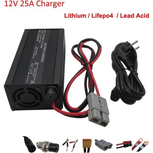 600W 12V 25A Smart Charger Output 14.6V 12.6V 16.8V 12 Volt For Ebike Motorcycle Forklift LiFePO4 Lithium Lead acid Battery
