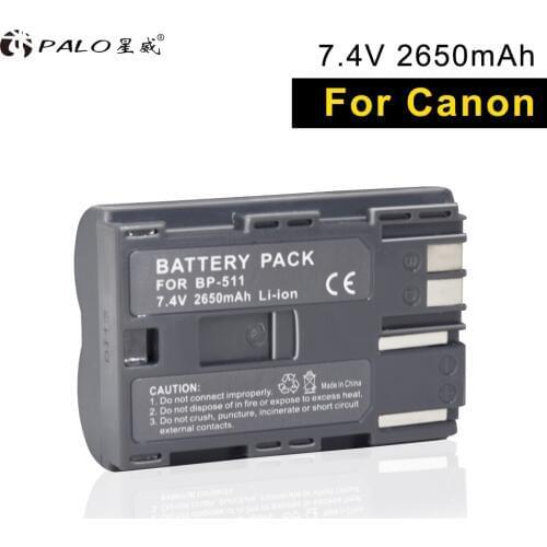 PALO 1pcs digital camera battery BP-511For Canon EOS-300 10 20D G1 3 FV300 40KIT V2501 MV30 400/600/650/800i MVS100/150i 2R20 MC