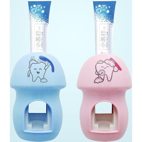 Automatic Toothpaste Squeezer Childrens Style Cute Lazy Artifact Tooth Pattern Dispenser New Pink Blue Mushroom Shape 2020