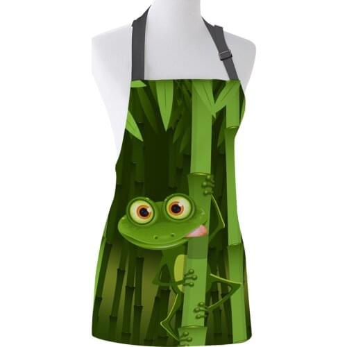 Bamboo And Frog Apron Adult Kids Bibs Home Cooking Baking Restaurant Kichen Aprons for Woman Cleaning Apron