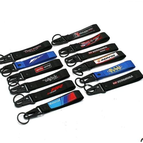 Motorcycle Backpack Buckle Embroidered Keyring For Ducati Kawasaki Ninja Honda HRC Key Holder Chain Ring Collection Keychain