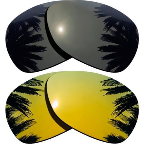 Black+24K Gold Mirrored Coating) 2-Pairs Polarized Replacement Lenses for Crosshair 2012 100% UVA & UVB Protection