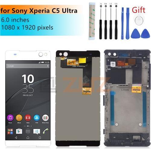 Display For SONY Xperia C5 LCD Touch Screen Digitizer assembly C5 Ultra Screen replacement with frame E5506 E5533 E5563 E5553
