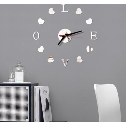 Home Decor 3D Wall Clock Modern Large Wall Watch Self-adhesive Wall Sticker Creative Acrylic Mirror Clock Wall Art Decal Quartz