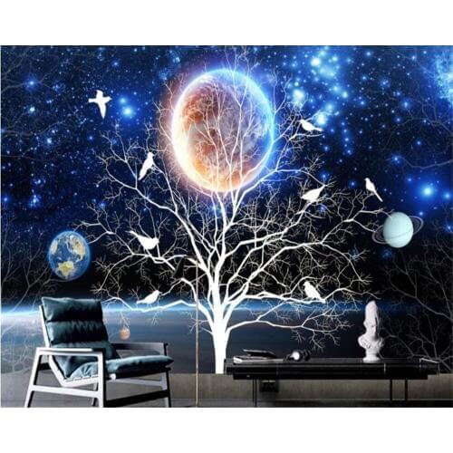 Beibehang Dream Star short small tree flower and bird TV background papel de parede wallpaper hudas beauty bebang duvar kagit