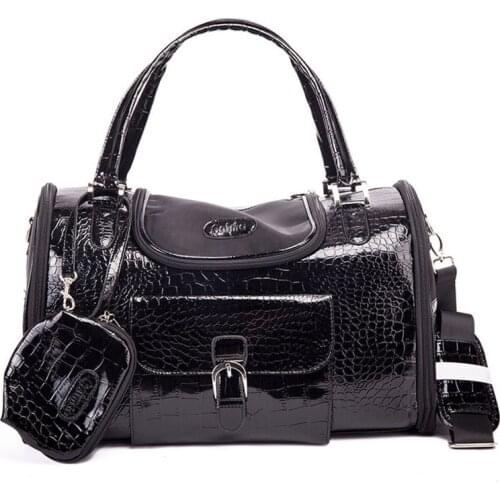 Pu Leather Luxury Pet Dog Portable Leather Fashion Handbag Breathable Pet Carrying Box Dog Travel Bag Airline Approved Backpack