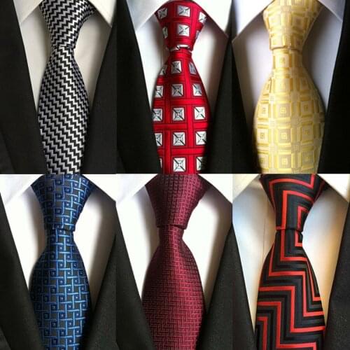 Classic 8cm Slik Plaid Floral Formal Tie Bule Red Jacquard Necktie For Men Business Wedding Neckwear Accessories Gifts Ties