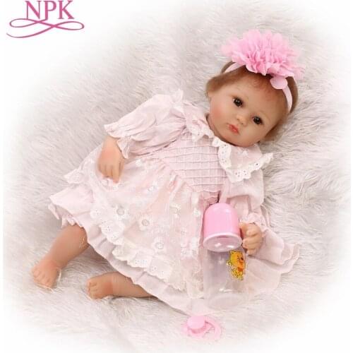 NPK 18inch Soft Silicone Realistic Reborn Toddlers Girls lifelike Baby Dolls bebes reborn boneca gifts toys for girls kids