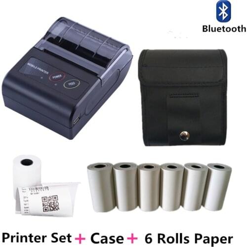 58mm 2'' Inch Mini Portable Thermal Printer Wireless Label Receipt Printer USB Bluetooth ESC/POS Command for Windows Android iOS