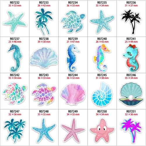 Sea Resins Cabochon Cartoon Marine Life Planar Flatback Printed for DIY Headband Hair Bow R0723 R0724 R2705