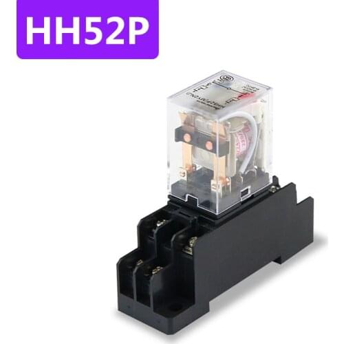 MY2P HH52P MY2NJ Relay Coil General DPDT Micro Mini Electromagnetic Relay Switch with Socket Base LED AC 220V DC 12V 24V