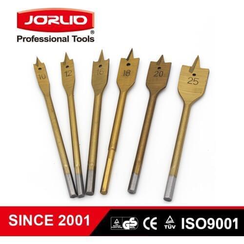 6PCS Flat Drill Set Hexagonal Handle Woodworking Head Spade Titanium Coated Tool Kit