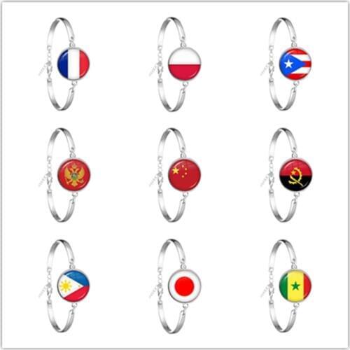 National Flag Chain Bracelet France Poland Puerto Rico Montenegro China Angola Senegal Philippines Japan Jewelry Women Girls