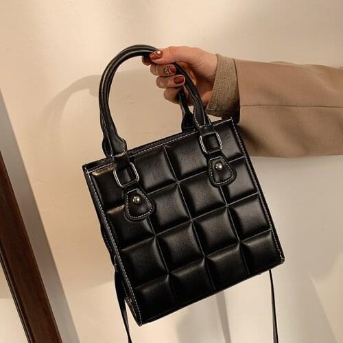 New 2021 Fashion Women PU Leather Plaid Handbag Shoulder Bag Vintage Brand Luxury Ladies Casual Crossbody Bags Messenger Bag