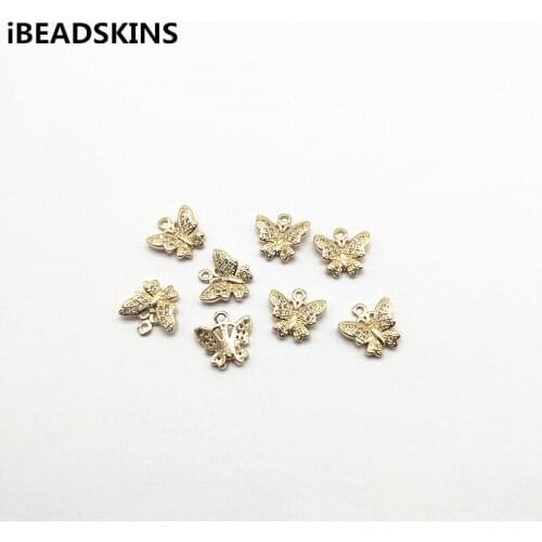 New arrival!12x12mm butterfly shape Cubic Zirconia charm Copper Accessories for Earrings parts,Accessories,hand Made Jewelry DIY