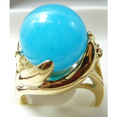Wholesale noble 14mm blue Natural JADE fine fashion ring(#7.8.9)