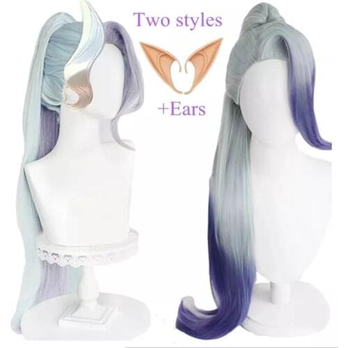 Game LoL Zyra Cosplay Wig Crystal Rose Zyra Gradient Purple Long Ponytail Game Wig Synthetic Hair Heat Resistant Wig+ Wig Cap