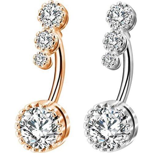 Sexy Dangling Piercing Navel Belly Button Rings Piercing Crystal Surgical Steel Woman Body Jewelry Barbell Women Accessories