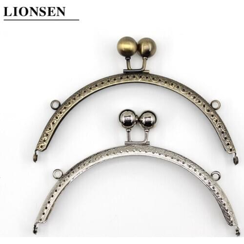 Lionsen 15.5 CM Antique Bronze Silver Semi-circle Metal Purse Frame Round Head Vintage Embossing Kiss Clasp Lock Bag Accessorie