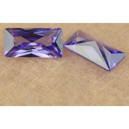 Sale 3x7~5X20mm 5A Blue Violet Color Loose CZ Stone Elongated Rectangle Baguette Shape Cut Cubic Zirconia Synthetic Gems For DIY