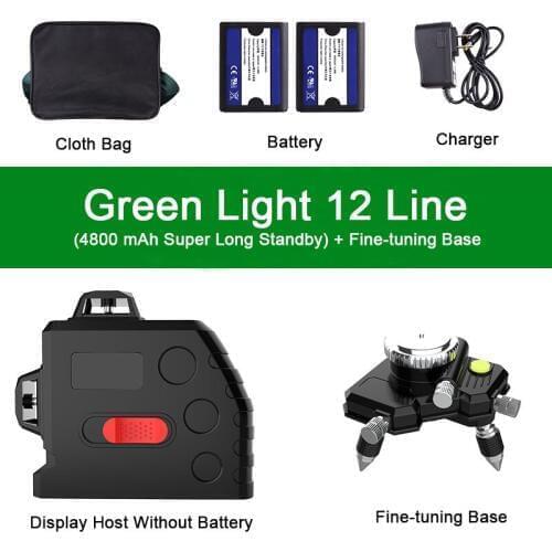 12 Lines 3D Green Laser Level With Tripod Battery Self-Leveling 360 Degree Horizontal And Vertical Cross Lines Green Laser Line