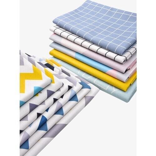 Width 58'' Thickened Geometric Lattice Cotton Linen Fabric By The Yard For Sofa Pillow Cushion Tablecloth Material