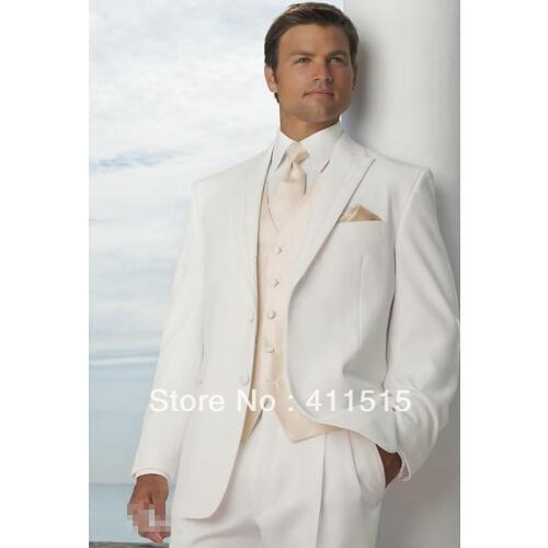 Custom tuxedos//free shipping/style White Groom wear dress Men Wedding Suit Best man vest Suit/custom groom suit