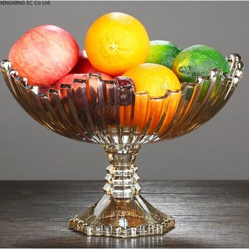 Fruit Plate Nordic Style Modern Living Room Home Coffee Table Crystal Glass Fruit Plate Simple Personality Creative Candy Pot