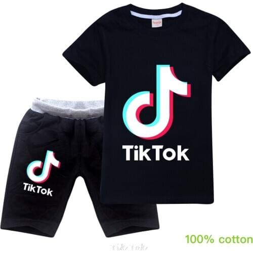 Tik Tok Boys Summer Sets Boys Clothing Cotton Children Clothes Shirt + Pants Set Suit Toddler Girls Clothing Set Kids Clothes
