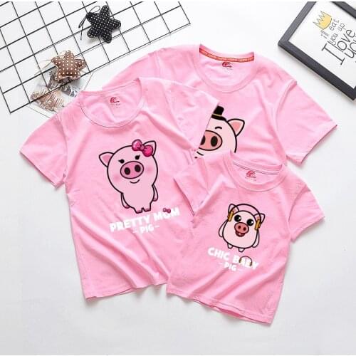 TUONXYE Family Matching Clothes Mother Daughter Son Outfits Women Mom Short Sleeves Baby Girl Boys Pigs T Shirt