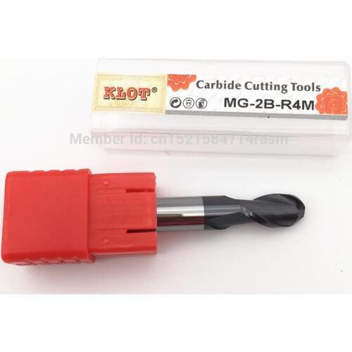 KLOT HRC55 TiCN Coated Solid Carbide Ball Nose End Mill R2.25 R2.5 R3 2-Flute CNC Milling Cutter
