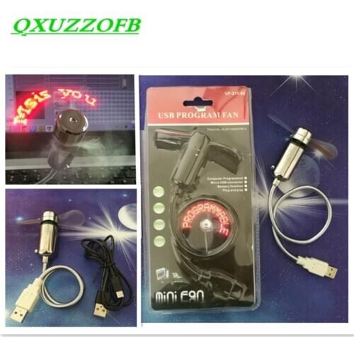 USB Mini Ego Fans Creative Gift With LED Light Cool Gadget Custom Programming Adjustable Multi-language Dropship