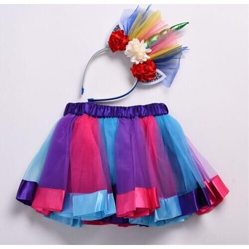 0-2Y Baby Girls TUTU Skirts Toddler Tulle skirt Rainbow Princess Kids Pettiskirt Christmas Unicorn Headwear Child Clothes A340