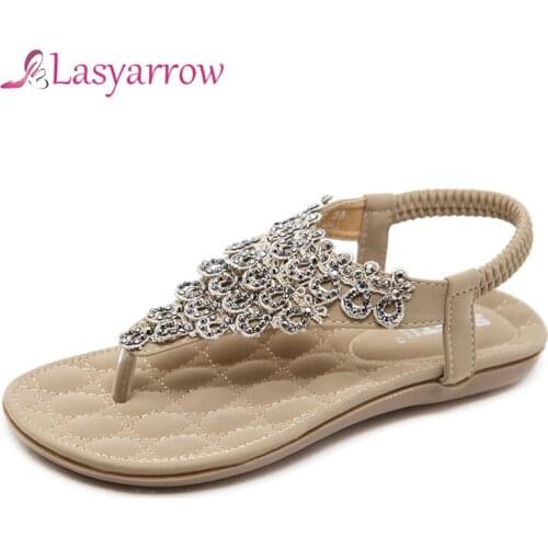 Lasyarrow Women sandals 2021 new clip toe flip flops ladies sandals women shoes fashion bohemia flat summer beach shoes woman