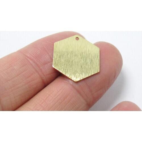 Brass hexagon charms Textured 18.3x16x0.6mm Hexagon brass earrings charm Geometric findings -20pcs R1172