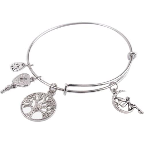 5PCS Fashion Expandable Wire Bangle Moon Fairy Charm Bracelet #92130