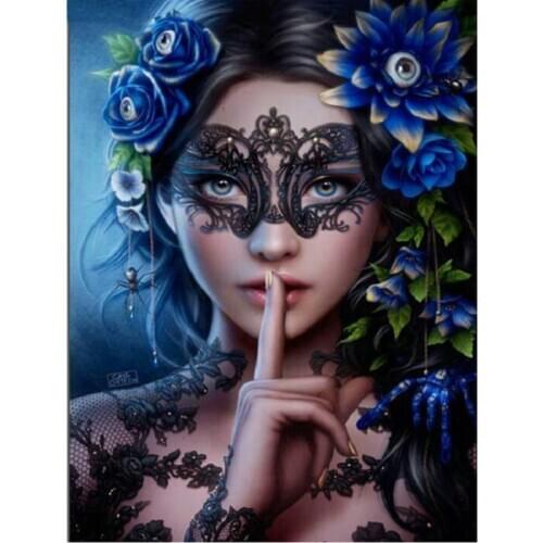5D Mosaic Diamond Embroidery Beautiful Flower Mask Women Diy Diamond Painting Cross Stitch full Square round Rhinestone