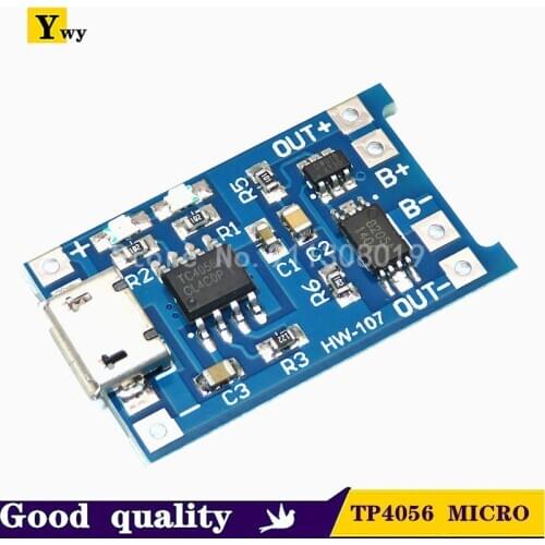 5pcs Micro USB 5V 1A 18650 TP4056 Lithium Battery Charger Module Charging Board With Protection Dual Functions 1A Li-ion