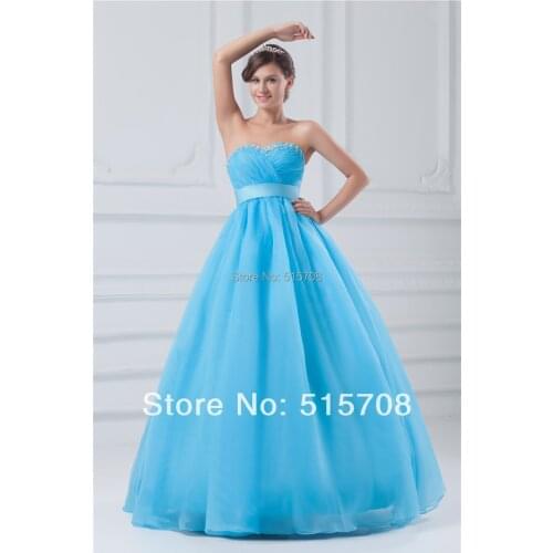 Custom Make Ball Gown Sleeveless Sweetheart Beading Formal Gown Organza Prom Evening Dresses Quinceanera Dresses