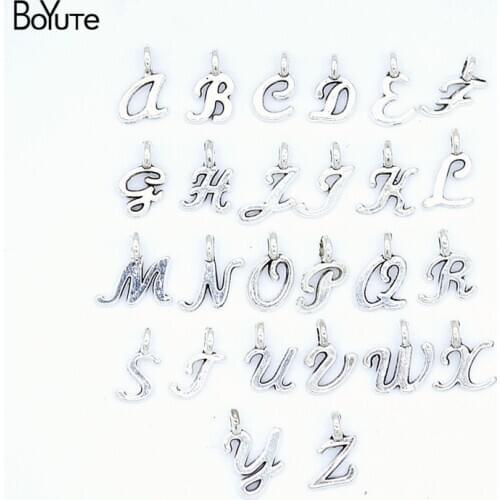 BoYuTe (26 Pieces/Set) Tibetan Silver Letter Alphabet Bracelet Charms for Jewelry Making