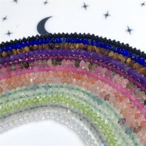 Wholesale Natural Stone Faceted Rondelle Spacer Loose Beads 2x3mm Tiny Charm Crystal DIY Gem Beads For Jewelry Making Bracelet