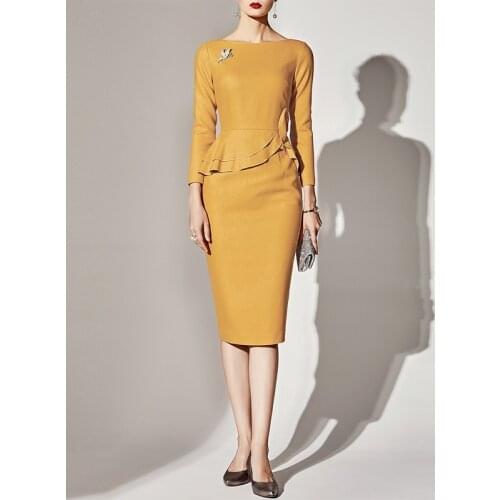 Spring Autumn Business Formal One-piece Dress,Women Civility Wool Formal Dress,Office Lady Formal Occasion Clothes Dry Clean,X1