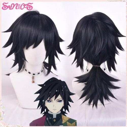 Demon Slayer Kimetsu no Yaiba Tomioka Giyuu cosplay wigs Hair Heat Resistant Synthetic Wigs Halloween Costume Free Wig Cap