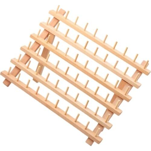 Wooden Thread Rack Thread Holder Organizer 60 Spools Embroidery Sewing Tool